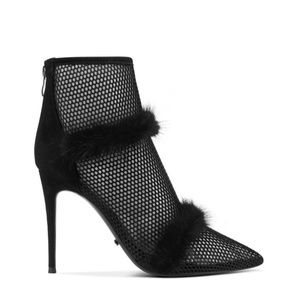 Jennifer Le mesh and fur ankle boots